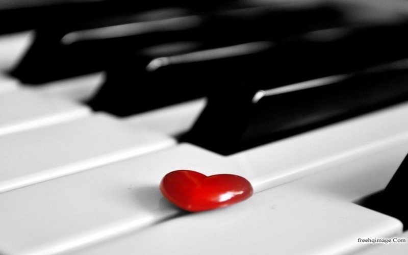 3d and abstract, 1080P, piano, photo, love, selected, play, red heart, romance, music, l, ve, passion, heart