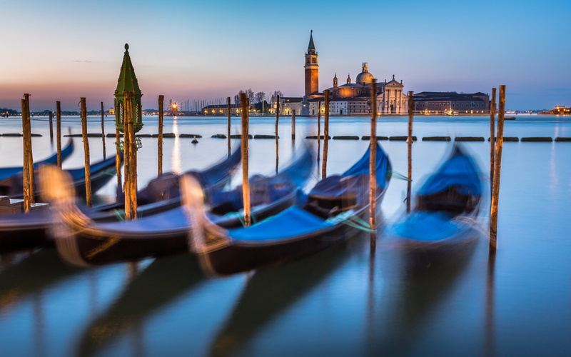 ve, church, gondolas, dawn, maggiore, gran, giorgio, 2K, san, canal