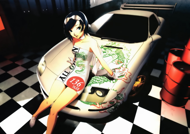 cars, x, hair, art, scarf, wallpa, 4K, brunettes, short, hd, women, goggles, redjuice, people, girls, checkered, ves, anime