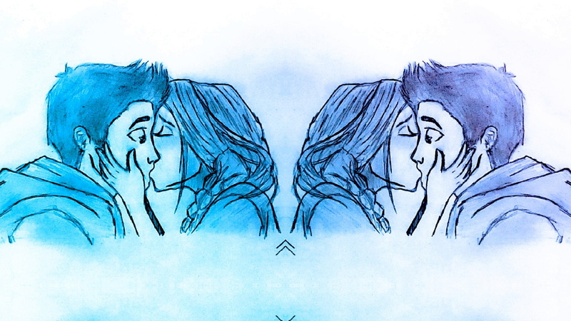 blue, nature, human body part, people, day, young adult, women, art and craft, kiss, love, outdoors, 1080P, mental health, multiple exposure, headshot