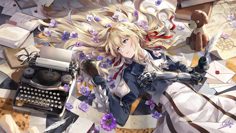 retail, lifestyles, blonde, lying down, large group of objects, for sale, violet evergarden, still life, representation, variation, floral pattern, day