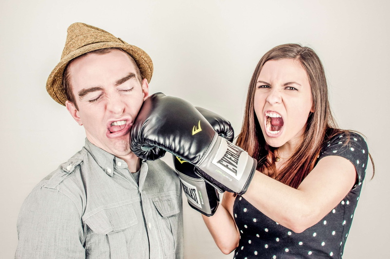 argument, 4K, conflict, aggression, hairstyle, hassle, anger, glove, emotion, young men, young women, guy, studio shot, young adult, man, women, couple - relationship
