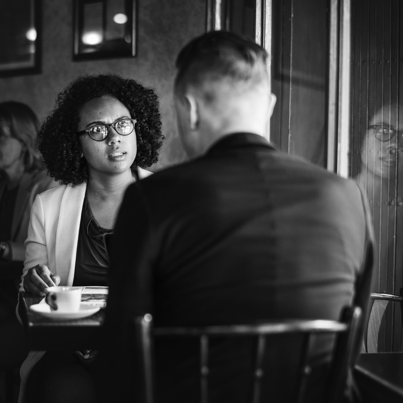 back, couple, facial expression, cup, eyeglasses, indoors, young adult, people, 2K, smiling, coffee - drink, chair, men, two people, glasses, restaurant