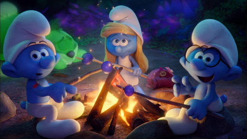 1080P, screenshot, smurfs, movie, hefty, lost, brainy, village, smurfette