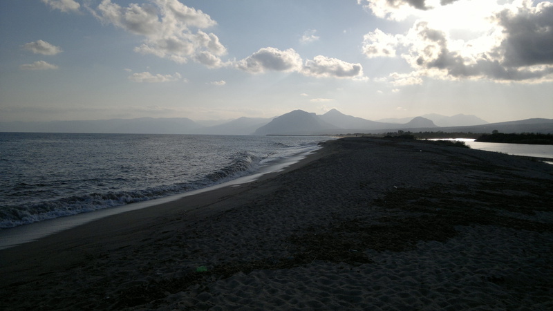 vacations, sea, water, beauty in nature, tranquil scene, idyllic, beach, summer, non-urban scene, evening, outdoors, no people, day, sand, mountain, background