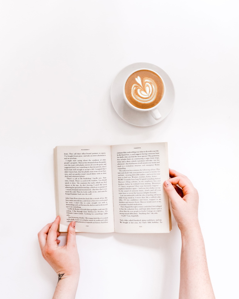flatlay, drink, hand, 4K, white background, minimalist, portrait, bookworm, read, alphabet, minimal, frothy drink, south africa, reading matter, bedding