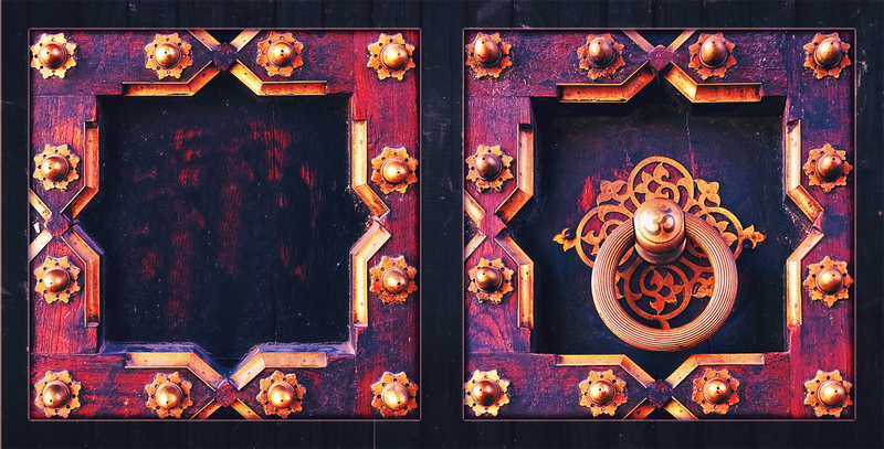 ornate, design, frames, aum, wood, ring, human body part, traditional, art and craft, two square, religion, door knocker, no people, knocker, antique, style