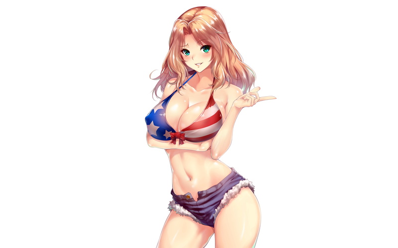 bikini, hold, erect, white, und, kay, shorts, photoshop, konachan, swimsuit, nipples, 254841, zucchini, panzer), green, eyes, navel, top, girls, (girls