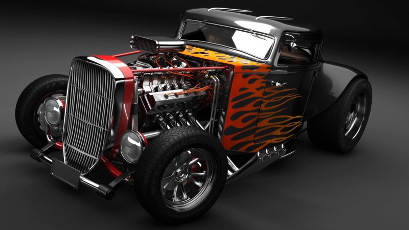 reflection, Rocket League, modified, Hot Rod, muscle cars, car, chrome, 1080P