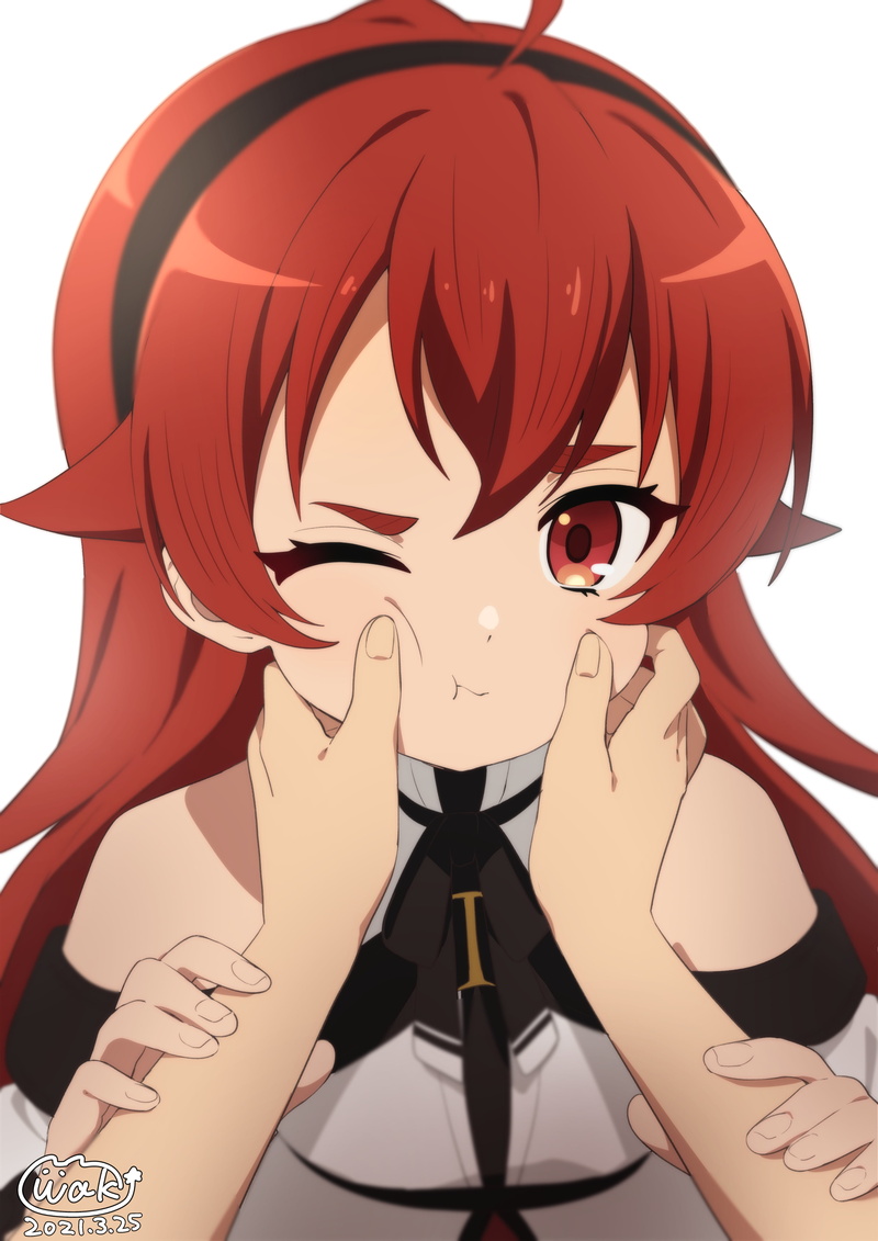 Mushoku Tensei, pinching cheeks, redhead, 4K, red eyes, anime girls, Eris Boreas Greyrat (Mushoku Tensei)