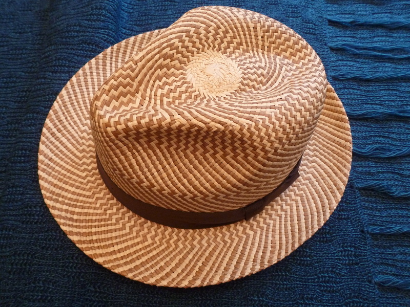 ribbon, ecuador, homero ortega, high angle view, men, cuenca, brown, panama hat, textured, mens, chevron, traditional, full frame, handmade, no people