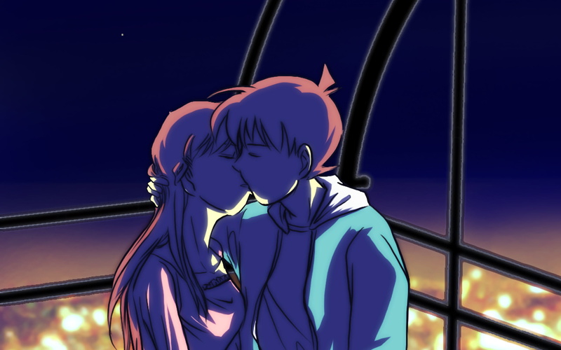 2K, Love, Shinichi Kudo, Couple, Kiss, Anime, Detective Conan, Ran Mouri