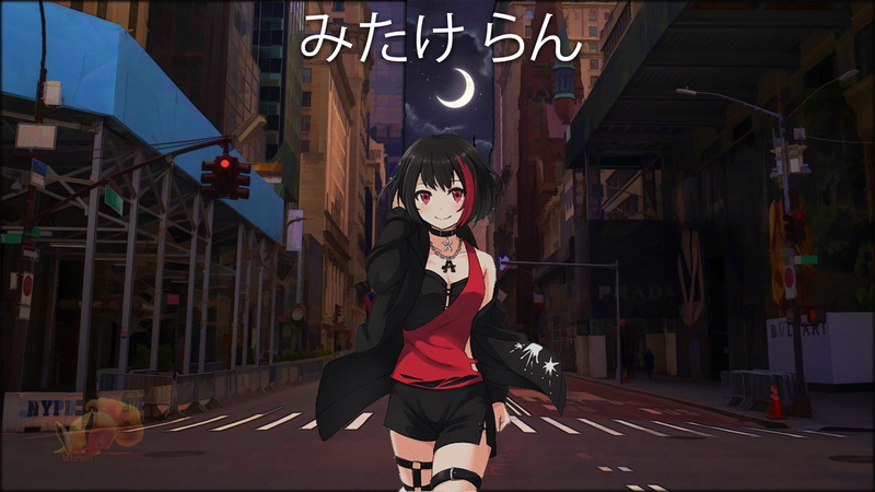 anime girls, Ran Mitake (BanG Dream!), anime, street art, night, red clothing, 1080P