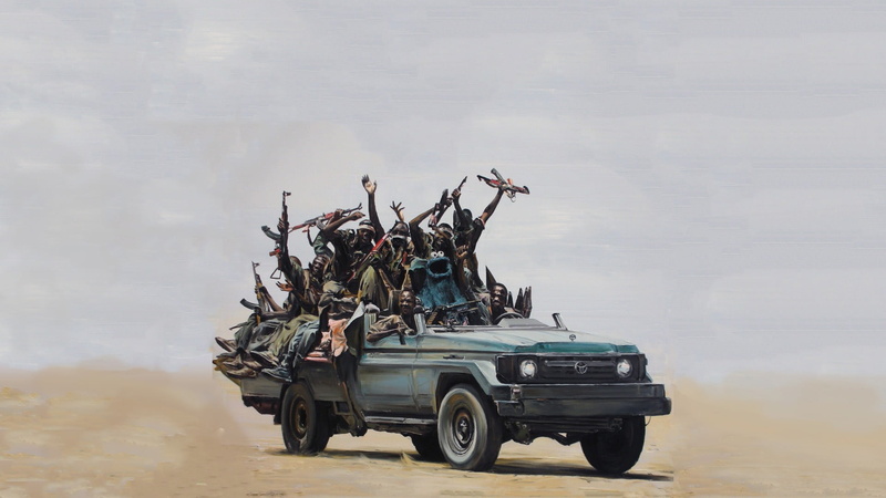 vehicle, travel, nature, Cookie Monster, Sesame Street, car, people, stationary, pollution, government, outdoors, day, blue, cloud - sky, men, land vehicle