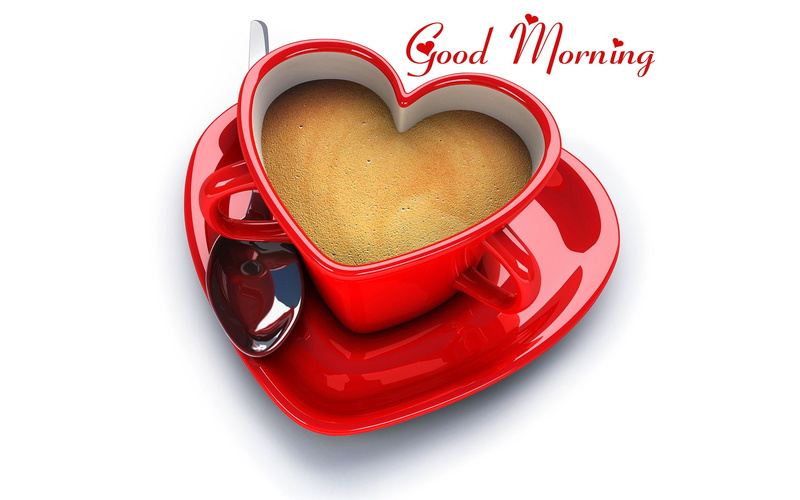 shape, cup, love, coffee, 2K, red, good, morning, heart