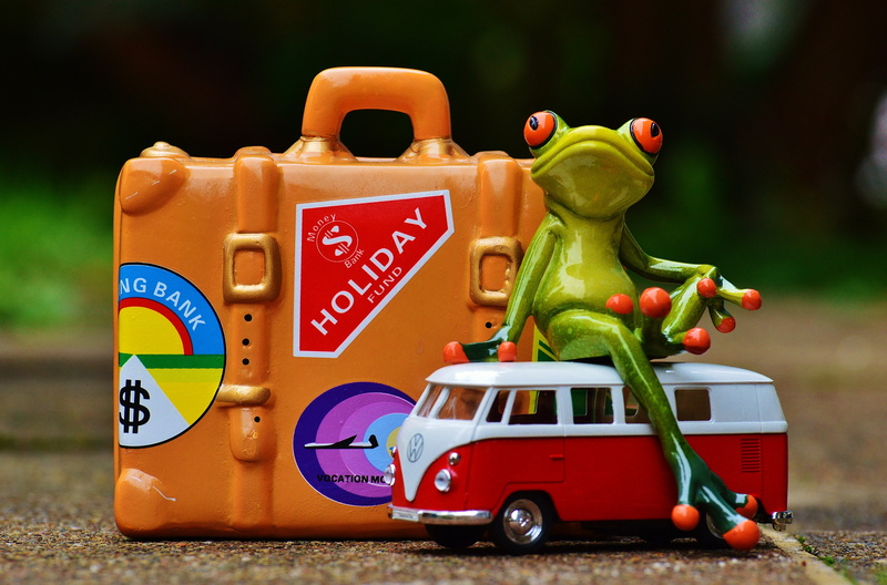 figure, holiday, toy car, focus on foreground, bulli, toy, representation, fun, travel, farewell, holdall, antique, luggage, outdoors, art and craft, go away