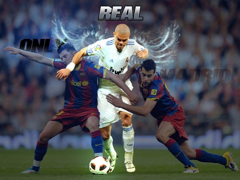 sports equipment, sport , 480P, sport, competition, stadium, soccer, Real Madrid, men, full length, playing, grass, David Villa, ball, real, digital, Pepe
