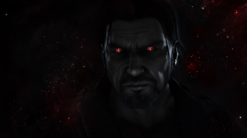 night, focus on shadow, video games, mystery, red, spooky, human face, Starcraft II, gothic style, eyed, aggression, James Raynor, vampire, portrait, horror