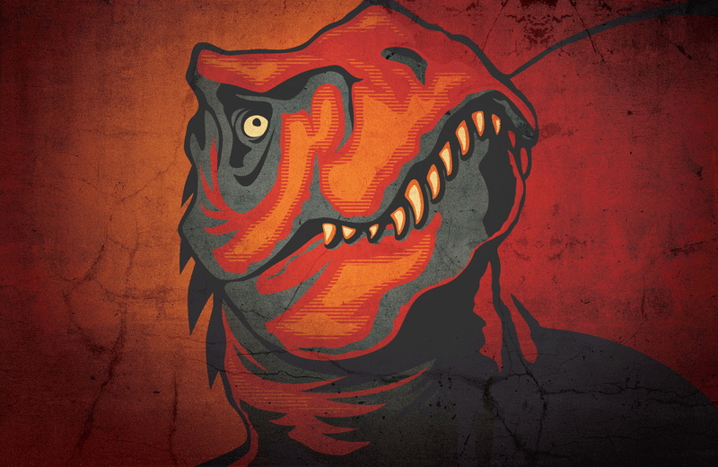 craft, orange color, representation, creativity, evil, mural, Tyrannosaurus Rex, wall - building feature, pattern, red, no people, spooky, graffiti, wall
