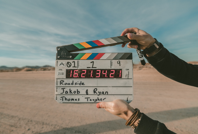 desert, clapper board, landscape, ryan, clapper, film, person, black, movie, clap, jakob owen, roadside, sunset, body part, text, 5K, environment, sky