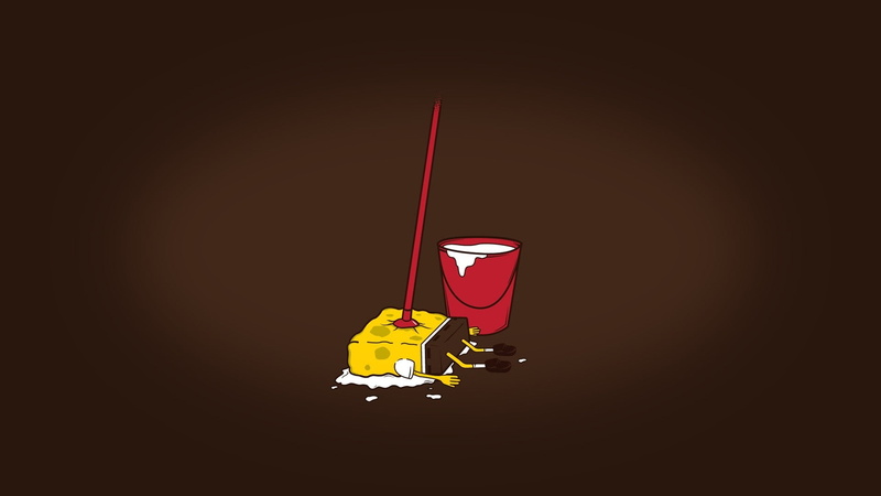 x, background, art, 1080P, minimalistic, SpongeBob SquarePants, bucket, hd, brown, squarepants, spongebob