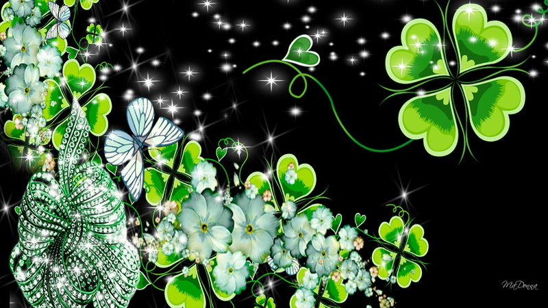 ireland, flowers, shining, clover, 1080P, sizzle, irish, shamrocks, floral, saint, butterfly, green, abstract, patricks day