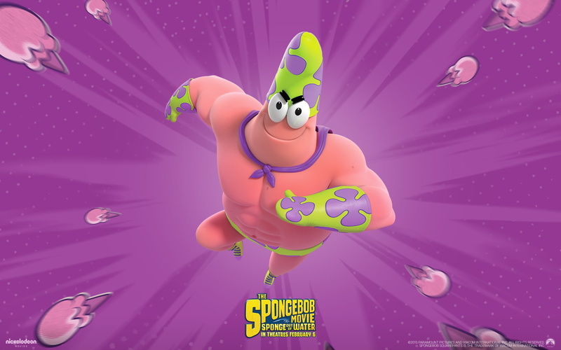 toy, lifestyles, water, movie, patrick, clothing, mammal, 1080P, nature, fun, sponge, indoors, people, hd, colored background, inflatable, pink color