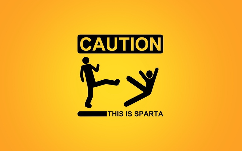 typography, simple background, orange background, humor, quote, 1080P, Sparta, yellow