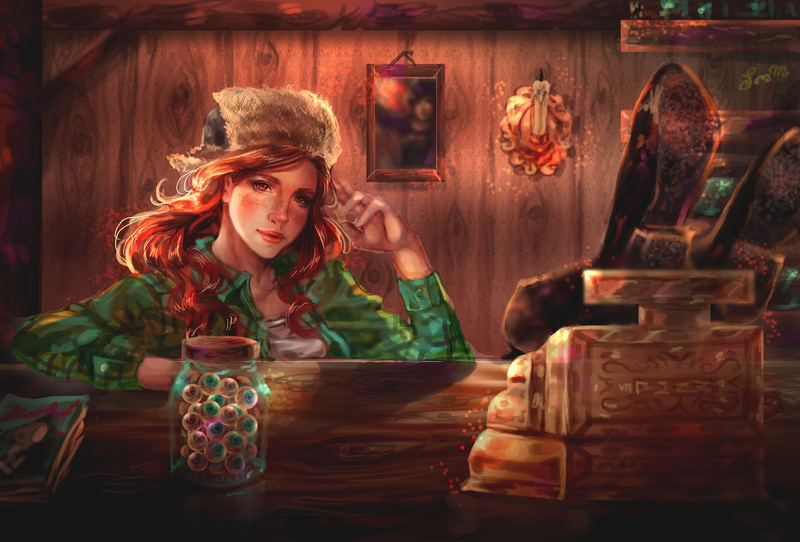 indoors, waist up, old-fashioned, long hair, animated, beautiful woman, Gravity Falls, table, hair, young Women, retro Styled, night, Wendy Corduroy, looking