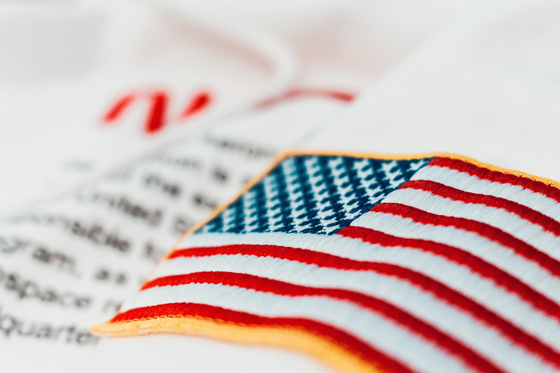 material, art and craft, fashion, striped, luxury, tag, states, thread, text, multi colored, hoodie, american flag, usa, craft, clothing, heron, red, parachute