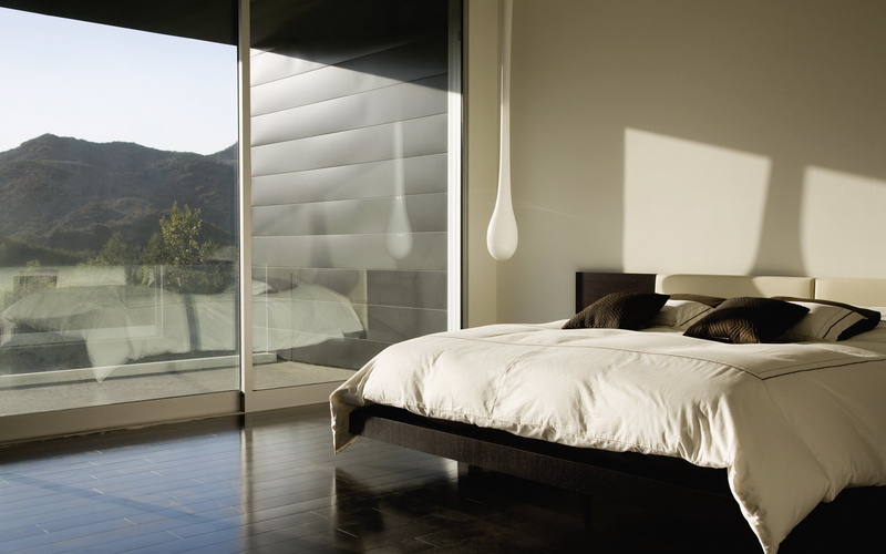 sheet, bed, interior, design, comfortable, window, stupid lamp, day, white, bedroom, pillow, shadow, beautiful view outside the window, transparent, 1080P