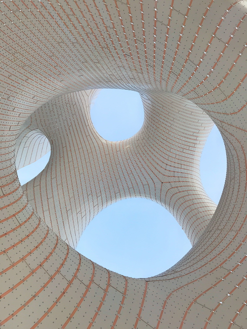 ceiling, crystal, built structure, concrete, shape, cool backgrounds, rug, astana, sphere, drain, clear sky, nature, 4K, sunlight, white, hole