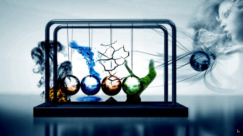 earth, newtons, x, Abstract, space, fire, wa, 1080P, planets, art, water, digital, elements, artwork, cradle, four, hd