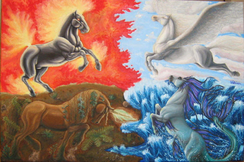 art, Art And Creative, paint, paintings, horses, abstract, natures, underwater, elements, animal, creativity, painted, smudged, animal themes, four, pattern