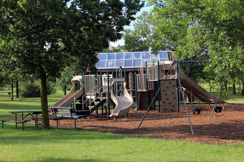 growth, equipment, empty, outdoors, tree, park, plant, sunlight, playground, alternative energy, architecture, grass, nature, day, recreational area, wisconsin