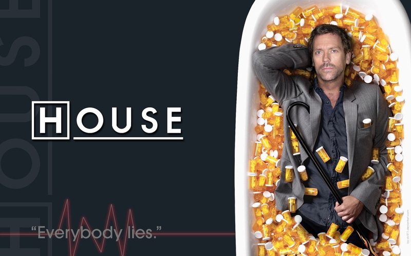 waist up, front view, standing, flower, portrait, flowering plant, looking at camera, TV Show, Gregory House, everybody, men, one person, lies, 720P, Hugh Laurie