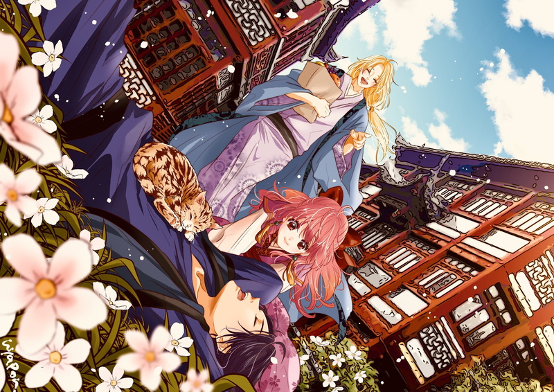flowers, stay, smile, Last Rights, 4K, Yona, Dawn Yona, sleep, Soo-won, Palace, Akatsuki no Yona, kimono, package, friends, tabby kitten