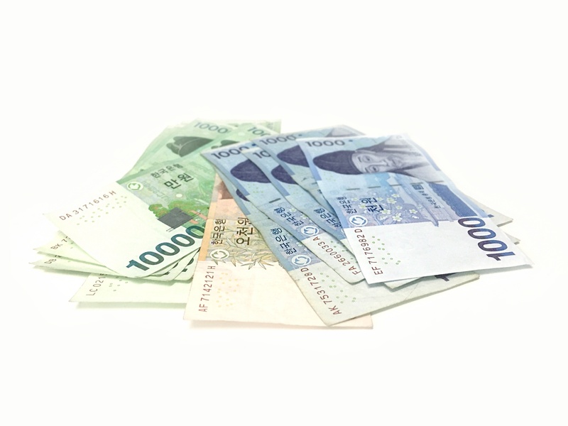 paper currency, don, korean, 1080P, republic of korea, white background, studio shot, asia, close-up, banknote, cut out, still life, economy, indoors