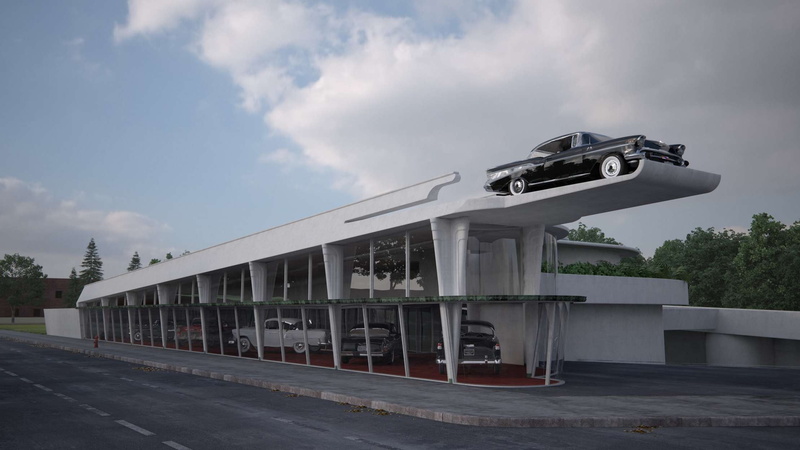 trees, vehicle, urban, Frank Lloyd Wright, classic car, 1080P, building, architecture, car show, road, car, black cars