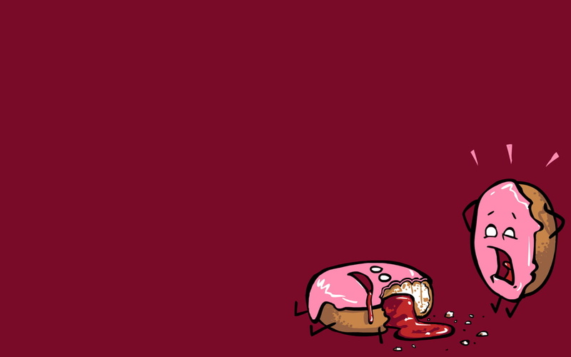 illustration, humor, 720P, pink, panic, donut, donuts