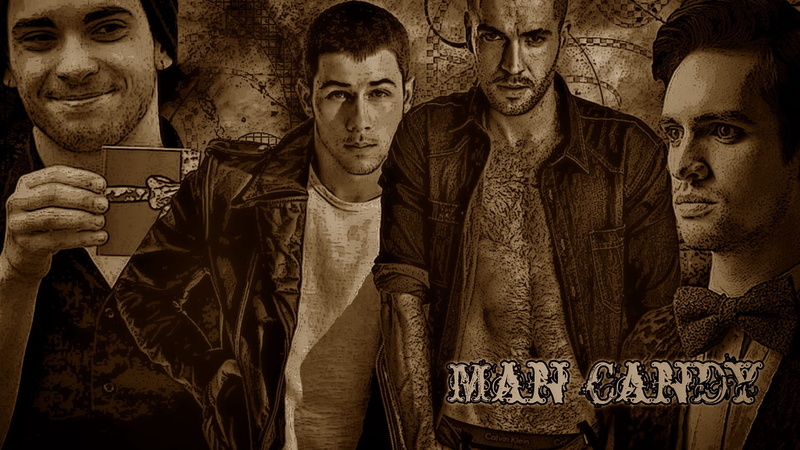 female likeness, people, poster, adult, indoors, male likeness, Jonas Brothers, Nick Jonas, men, architecture, man, mid adult men, scarf, Paramore, representation