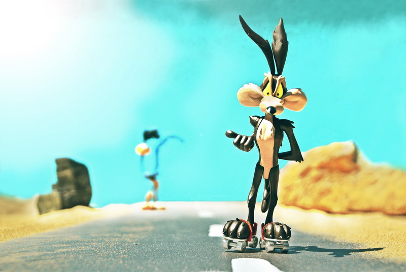 the sun, desert, road, 1080P, Road Runner, Wile E. Coyote, shadow, Looney Tunes, cartoon