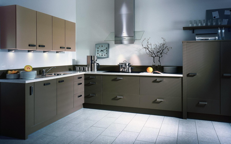 modern, wall, 1080P, kitchen, clock, room, picture, house, architecture, counters, fruits, grey
