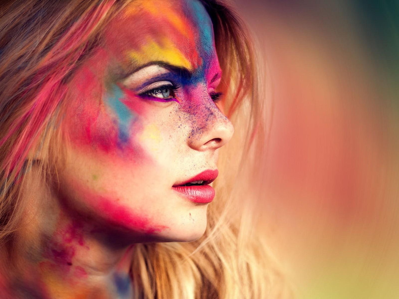 face, colors, beauty, profile, smeared, 720P