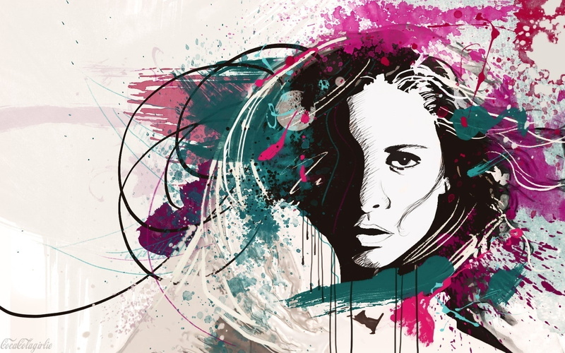 art and craft, 720P, creativity, Girl, Paint, messy, digital composite, headshot, wall - building feature, representation, beautiful woman, multi colored