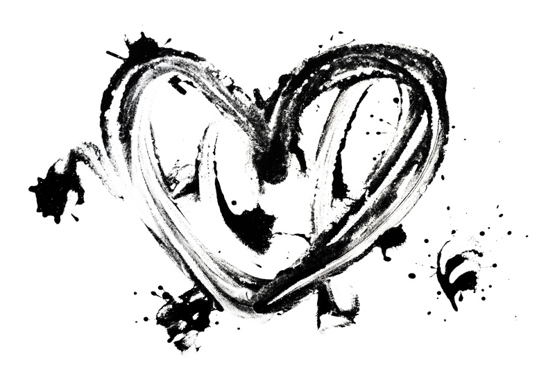 close-up, black color, cut out, indoors, art and craft, food and drink, high angle view, splatter, heart shape, valentine, stains, black, texture, white