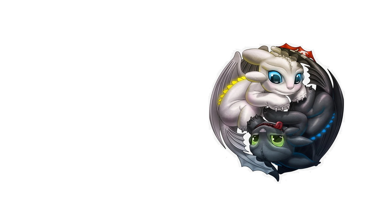 fantasy, minimalism, Yin Yang, toothless, childrens, 1080P, day fury, kodomo no hi, how to teach the dragon 3, the night fury