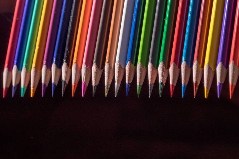 multi Colored, in a row, macro, indoors, art and craft, 4K, close, still life, person, children, office, pencil, leave, colour pencils, side by side, crayons
