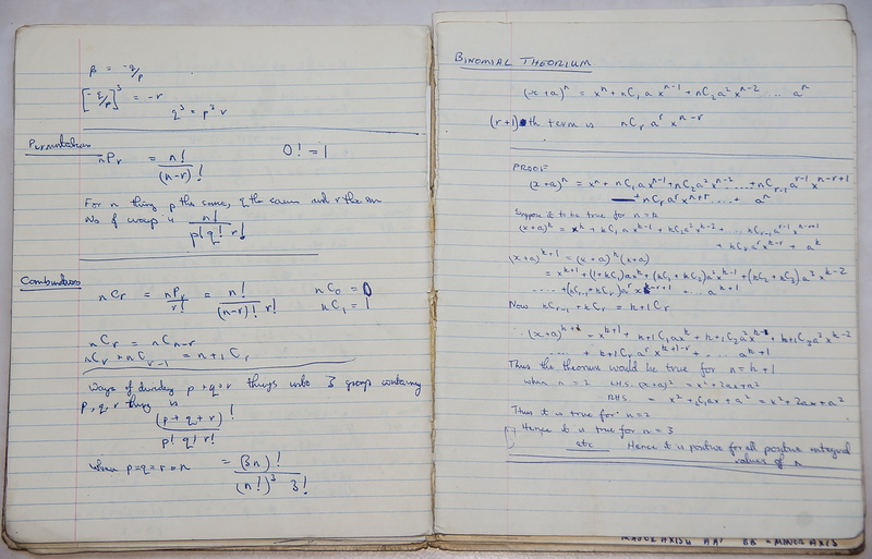communication, maths, note pad, formula, 1960s, white, ruled, writing, theorem, education, western script, high angle view, book, message, text, no people
