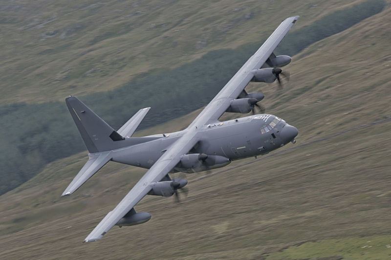 transportation, aerospace industry, air force, motion, flying, mid-air, Lockheed C-130 Hercules, 720P, no people, sea, day, side view, plane, mc-130j